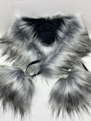 YAKA KÜRKÜ KIRÇILLI SİYAH BEYAZ