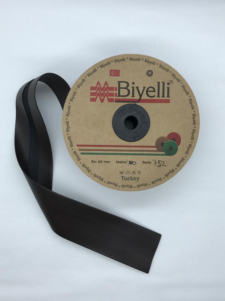 DERİ KATLI BİYE KAHVE  40mm