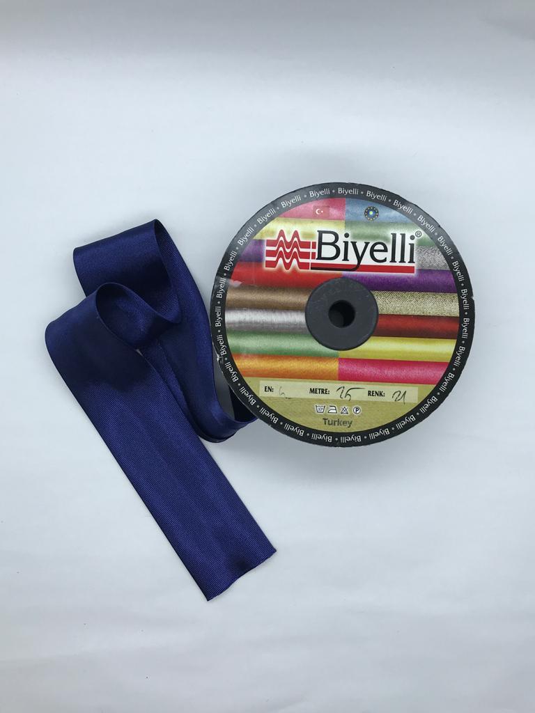 SATEN KATLI BİYE KOYU MAVİ 40mm