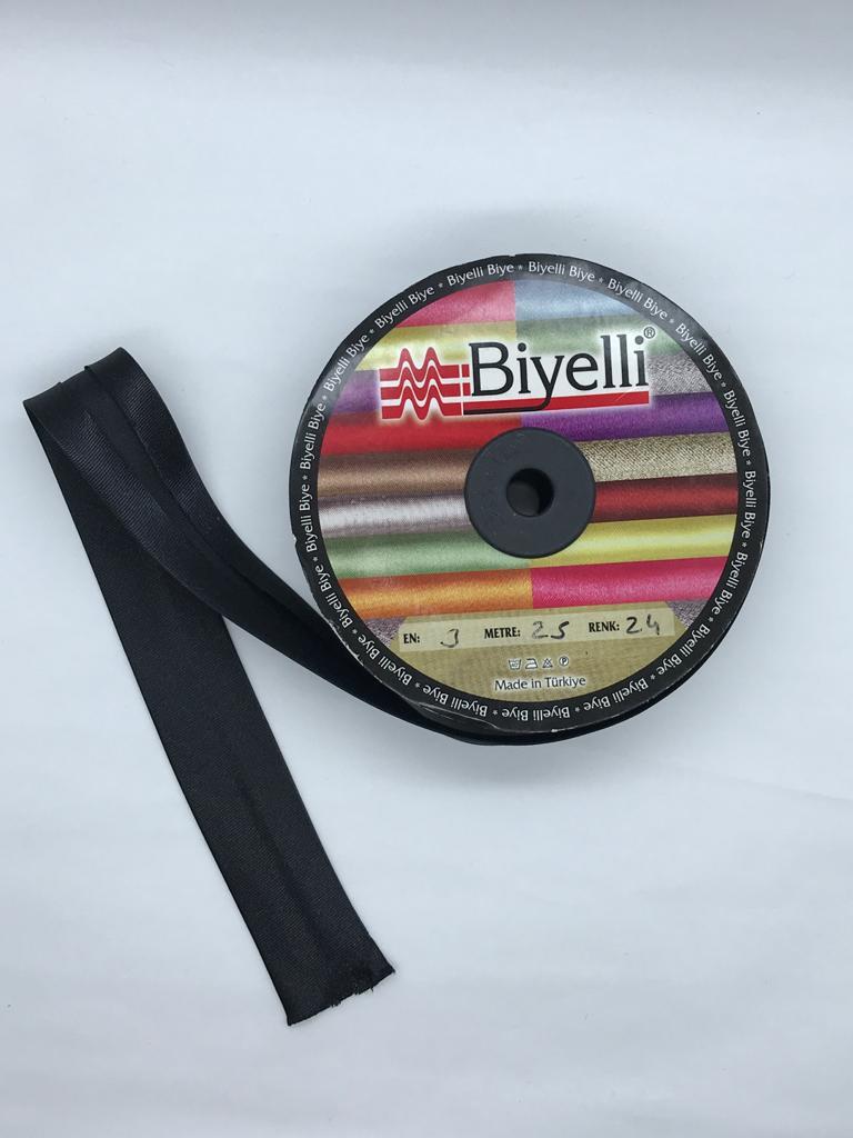 SATEN KATLI BİYE SİYAH 30mm