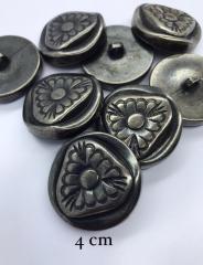 METALİZE DÜĞME ANTİK GÜMÜŞ 4cm
