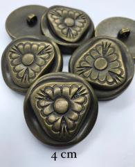 METALİZE DÜĞME ANTİK SARI 4cm