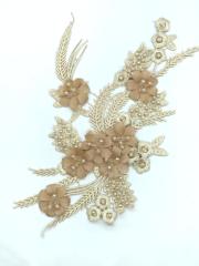 ÇİÇEKLİ BONCUK DETAYLI APLİK SOMON