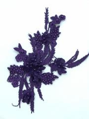 ÇİÇEKLİ BONCUK DETAYLI APLİK MOR