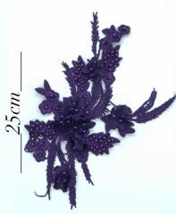 ÇİÇEKLİ BONCUK DETAYLI APLİK MOR