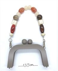 AKRİLİK TAŞLI AHŞAP ÇANTA SAPI GRİ