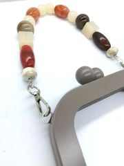 AKRİLİK TAŞLI AHŞAP ÇANTA SAPI GRİ