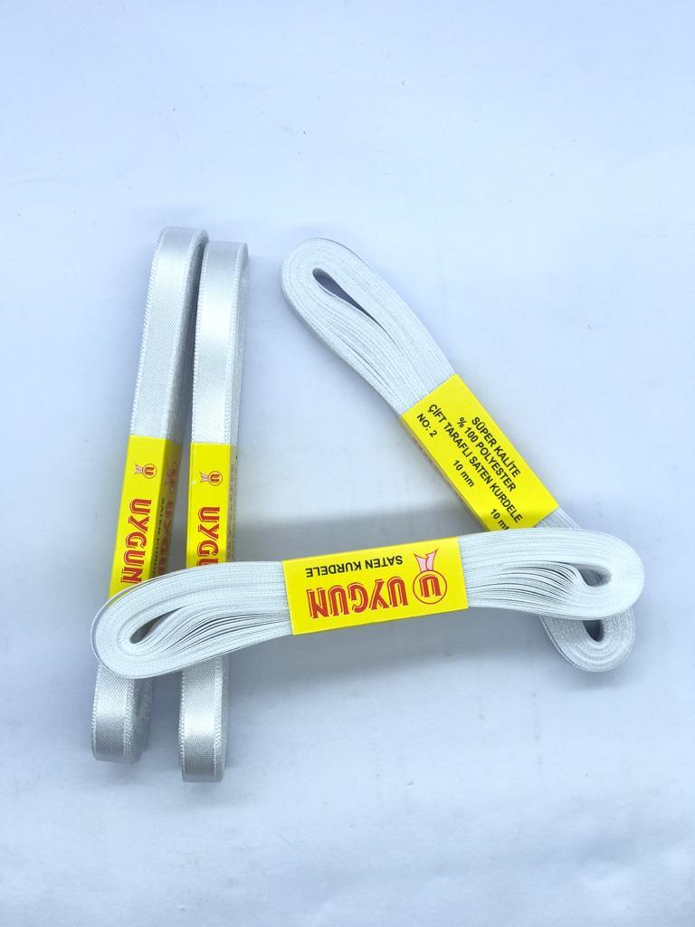 SATEN KURDELE (1 cm) 10 m beyaz