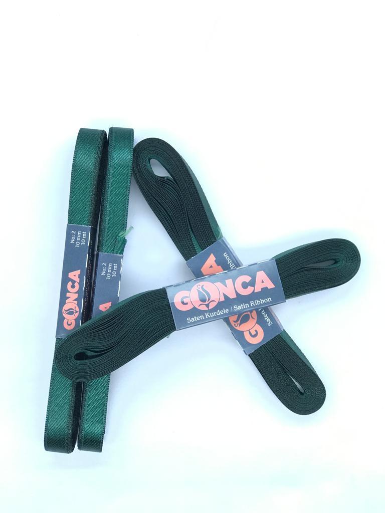 SATEN KURDELE (1 cm) 10 m zümrüt yeşili