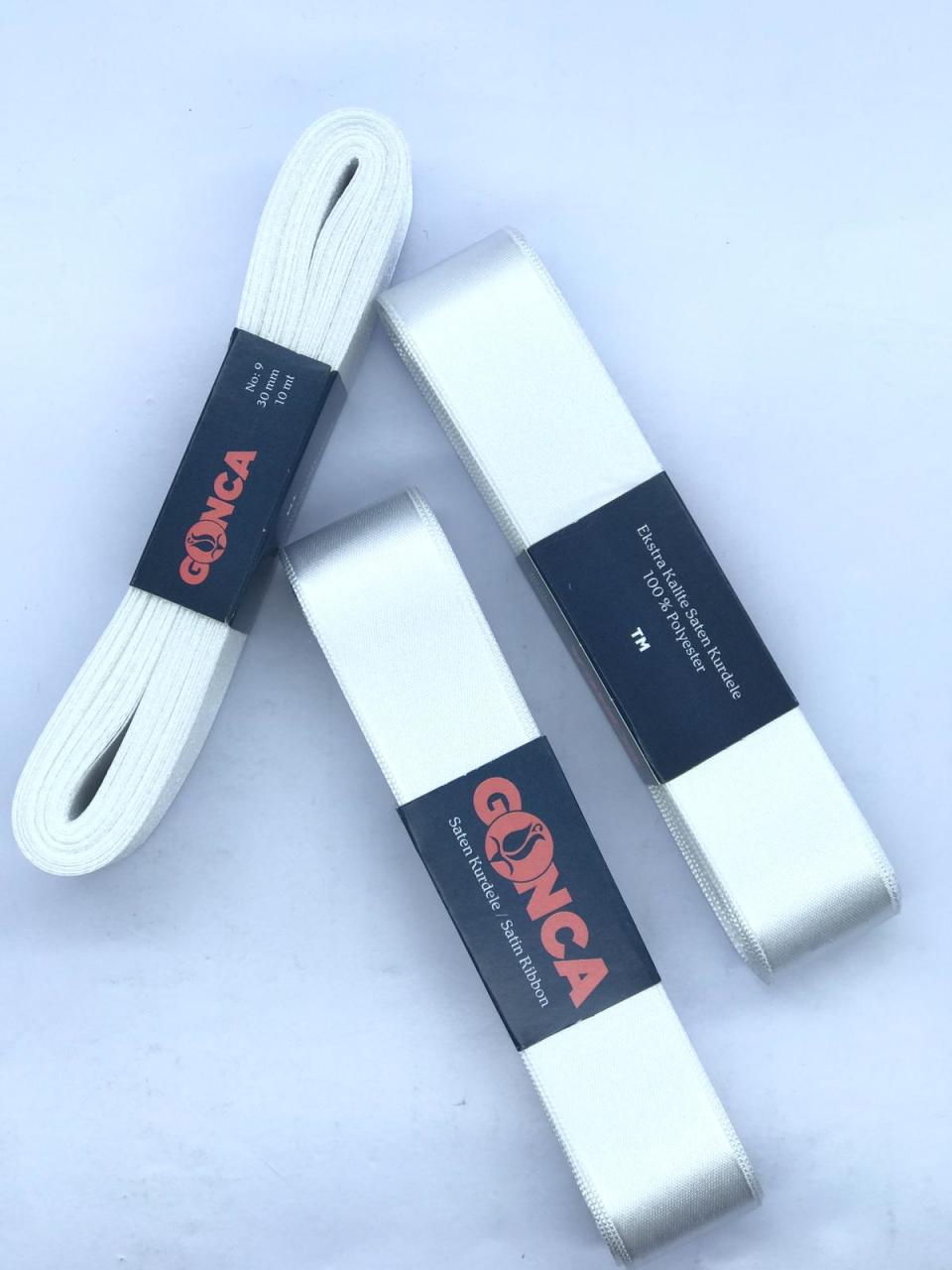 SATEN KURDELE (3 cm) 10 m beyaz