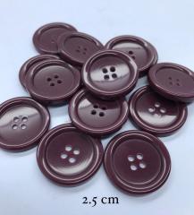 ERKEK KABAN DÜĞMESİ BORDO 2.5cm